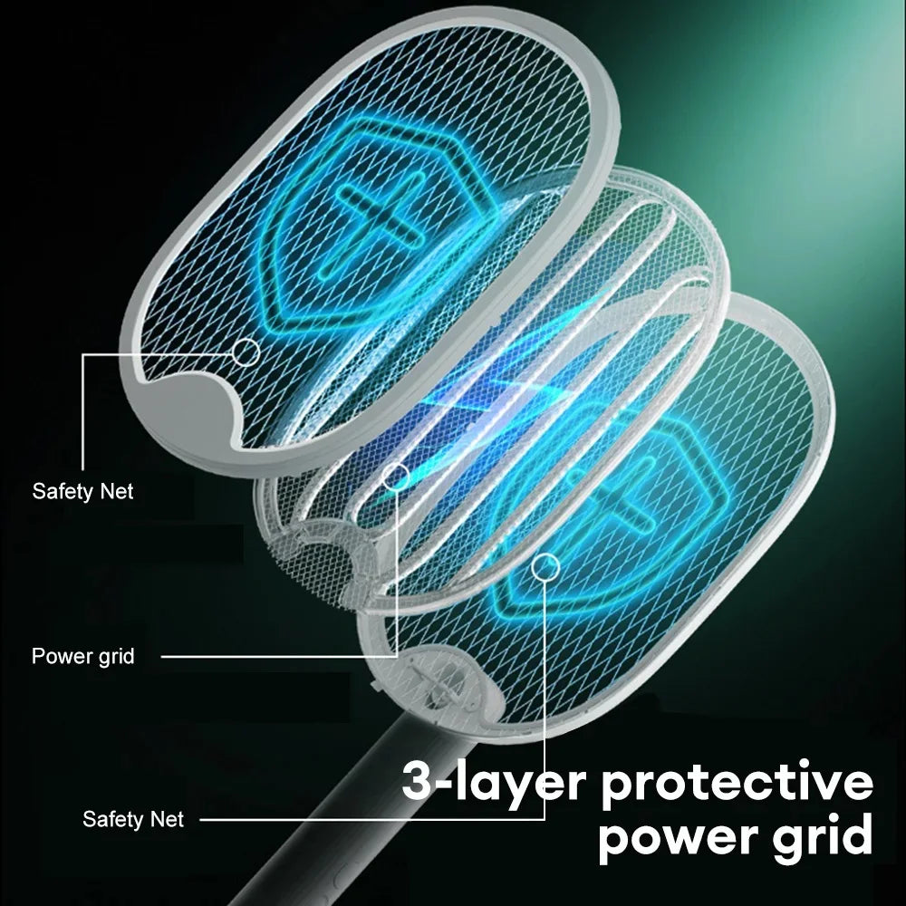 Foldable Electric Mosquito Swatter Mosquito Killer with UV Light USB Rechargeable Electric Bug Zapper Fly Bat Insect Swatter