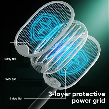 Foldable Electric Mosquito Swatter Mosquito Killer with UV Light USB Rechargeable Electric Bug Zapper Fly Bat Insect Swatter