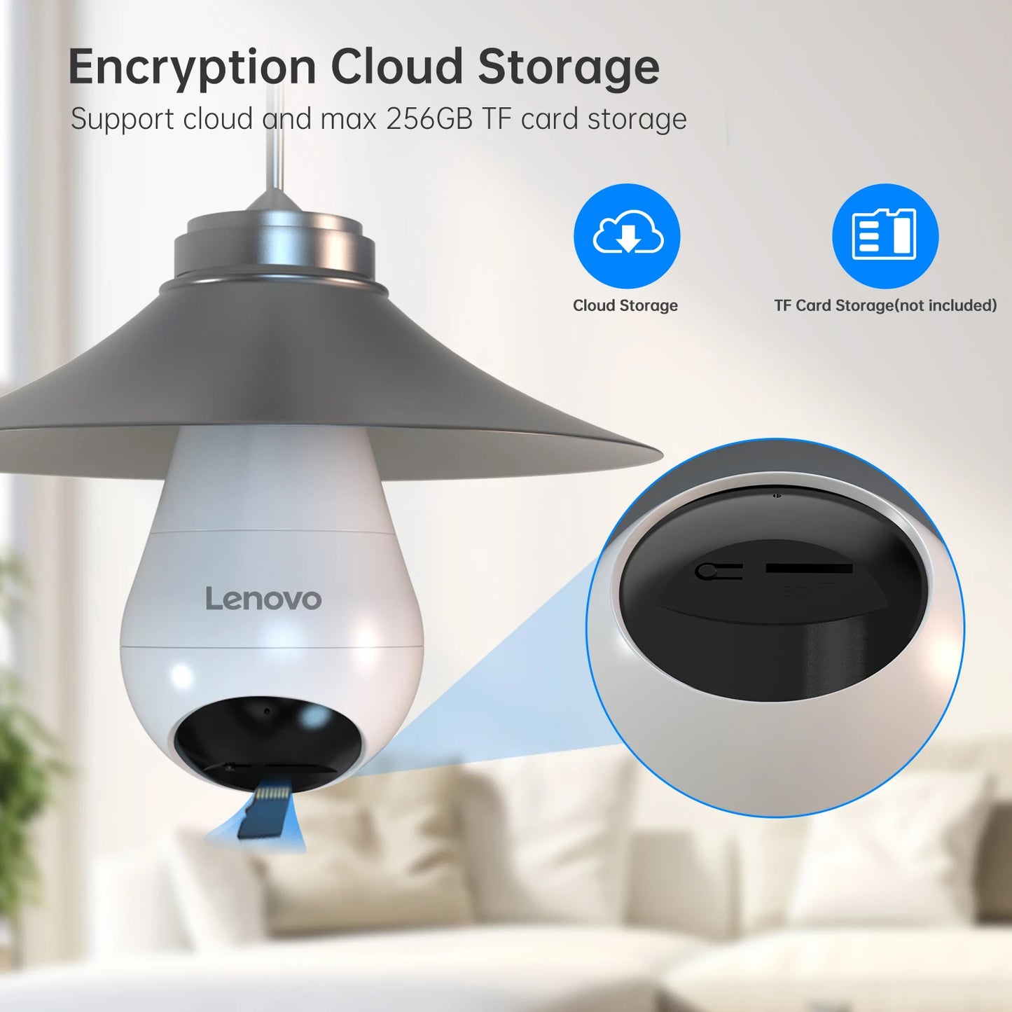 Lenovo 3MP E27 bombilla IP WiFi cámara de videovigilancia interior Color noche AI seguimiento hogar inteligente Monitor de bebé cámara CCTV