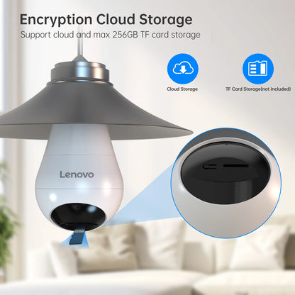 Lenovo 3MP E27 bombilla IP WiFi cámara de videovigilancia interior Color noche AI seguimiento hogar inteligente Monitor de bebé cámara CCTV