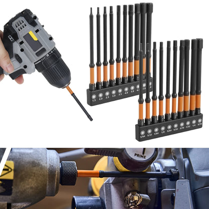10/20Pcs Impact Hex Bit Set Metric and SAE S2 Alloy Steel Allen Wrench Drill Bit with Magnetic Tips 1/4in Screw Driver Drill Bit