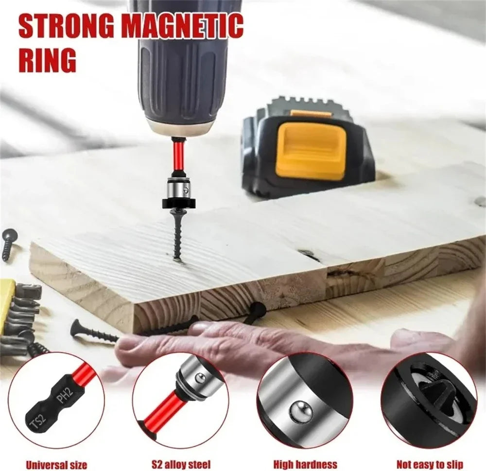Magnetic Positioning S2 Screwdriver Bit,Drywall Screw for Plasterboard Gypsum Board Locating,1/4" Hex Shank Screw Batch Head PH2