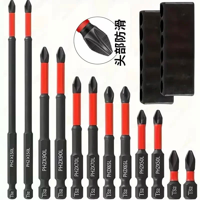 5/12Pcs Magnetic Screwdriver Bits Set Non-slip Shockproof Phillips Impact Hex Shank Alloy Steel for Power Tools