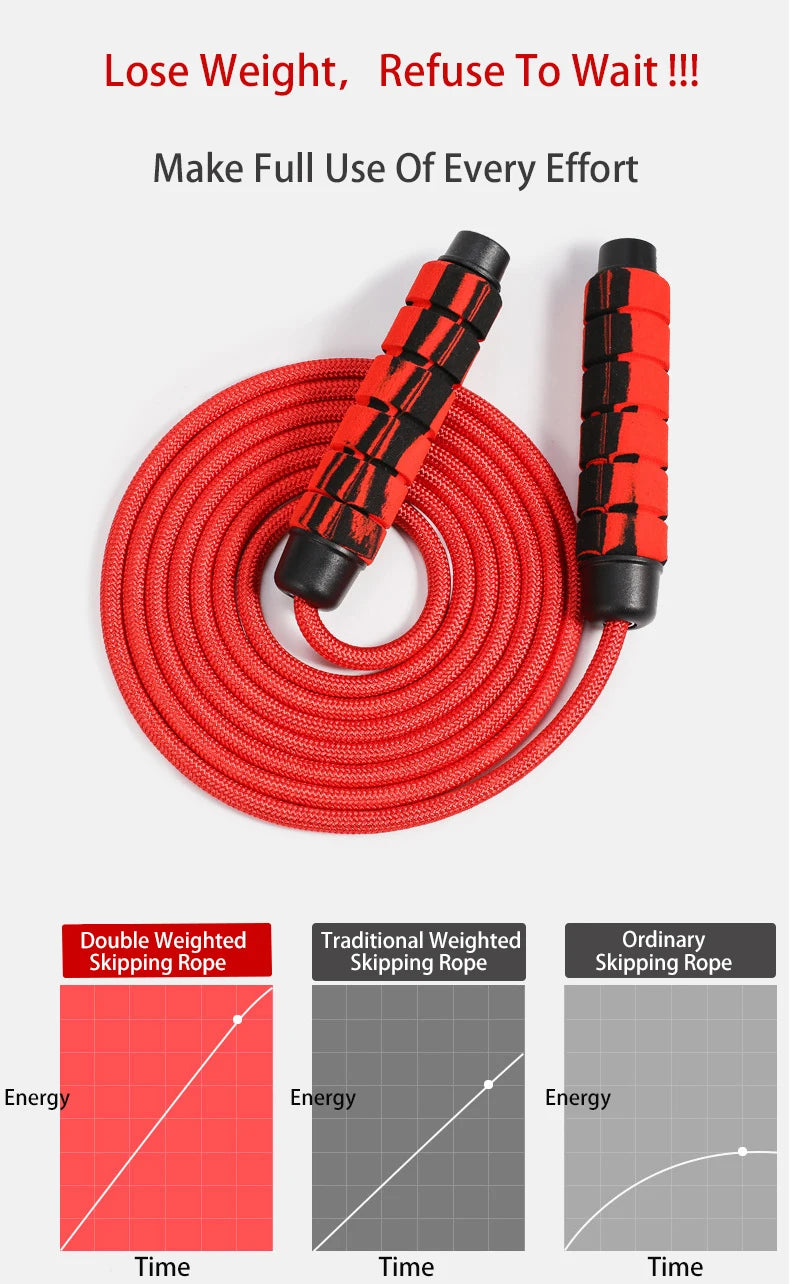 Jump Rope CrossFit Boxing Heavy Skipping Rope Foam Grip Handles for Fitness Workouts Endurance Strength Training