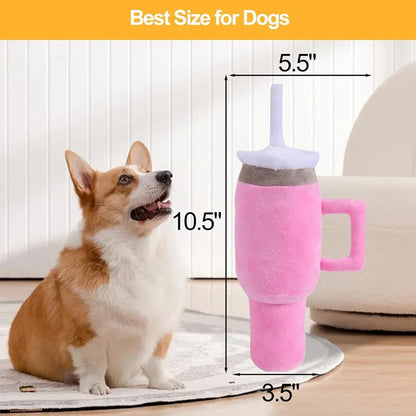 Juguete para perro con sonido Safe Cup rosa: juguete masticable duradero para perros pequeños/medianos/grandes con mordida fuerte, para cumpleaños y ejercicio
