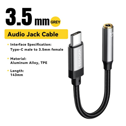 Essager Lighting to 3.5mm Jack Audio Adapter Headphone Aux Cable USB Type C to 3.5 Adapter OTG Type C For iPhone Xiaomi OnePlus