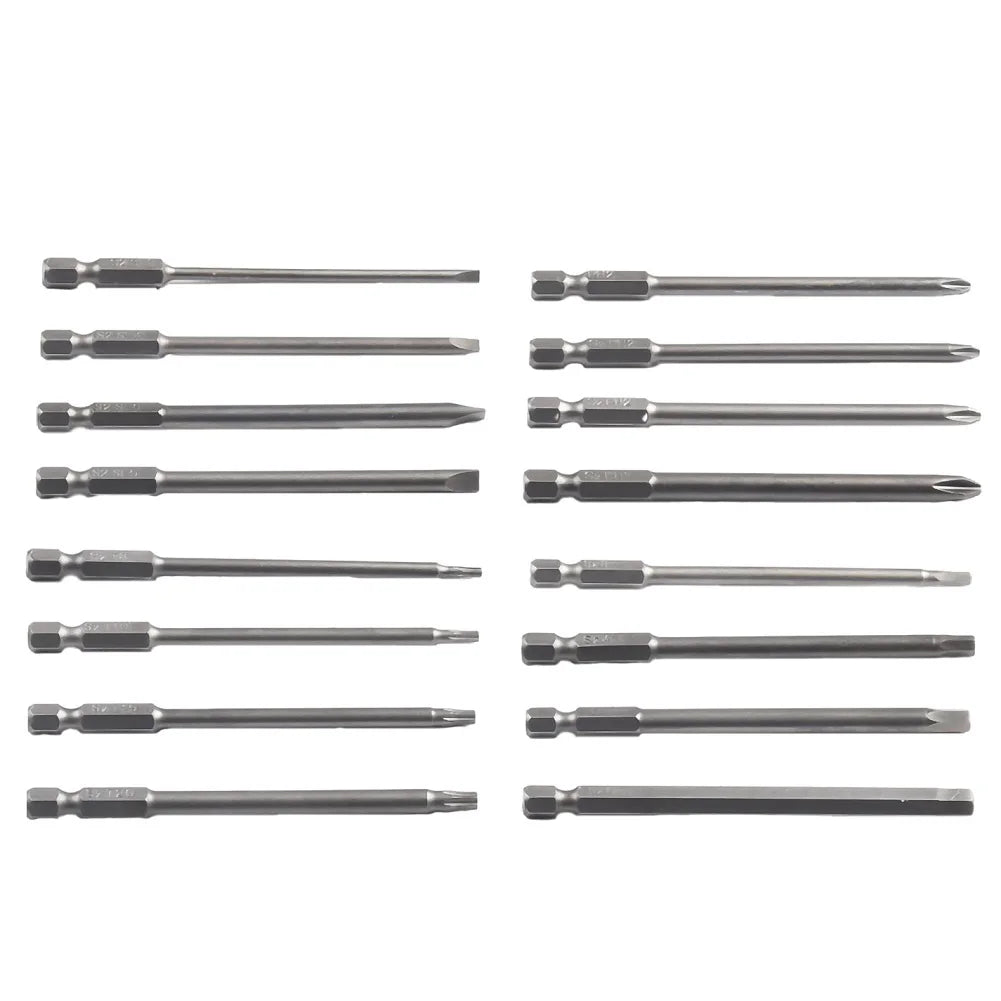 4Pc 1/4inch Hex Shank 100mm Long Screwdriver Bits Set For Torx / Hexagon / Cross / Slotted Hand Tool Alloy Steel