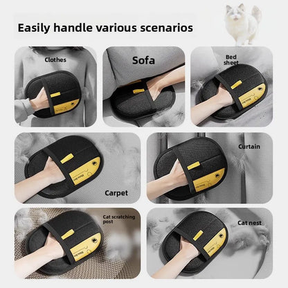 Pet Hair Removal Kit: Sticky Roller, Static Brush & Grooming Gloves - For Cat and Dog Fur on Furniture, Car, and Clothing