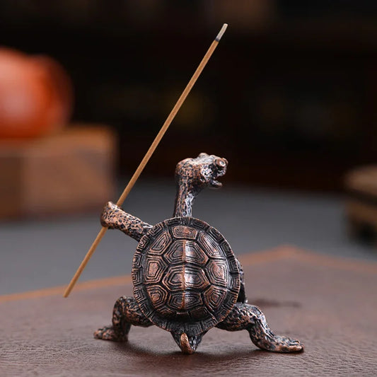 1pc Mini Turtle-Shaped Incense Censer, Sandalwood Stick Holder, Vintage Bronze Animal Incense Burner Stand, Home Decor Gift