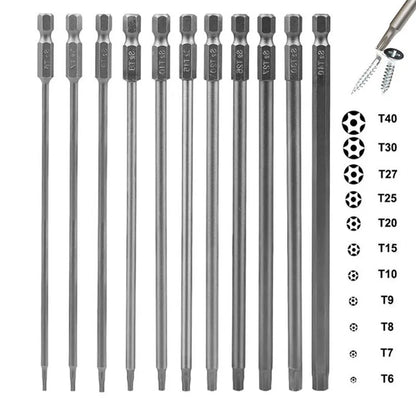 8/11Pcs S2 Torx Screwdriver Bit Set With Bag 1/4'' Shank Hex Wind Drill Head 100mm 150mm Screw Wrench Magnetic Star Hand Tool