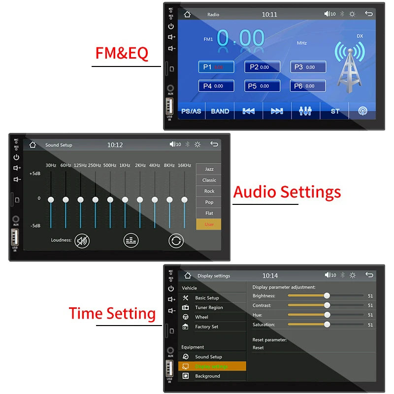 7“ Car Radio 1 Din Carplay Android Auto Multimedia Player HD Touch Screen FM AUX Input Bluetooth MirrorLink Universal Autoradio