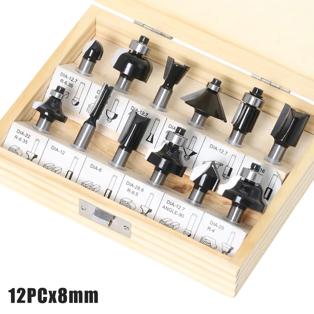 1/2 inch-1/4 inch-CNC solid carbide woodworking router bit, edge trimming machine wood milling cutter, 24-35-50 pcs wood tool set