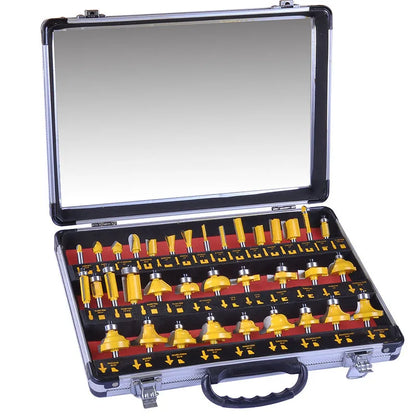1/2 inch-1/4 inch-CNC solid carbide woodworking router bit, edge trimming machine wood milling cutter, 24-35-50 pcs wood tool set