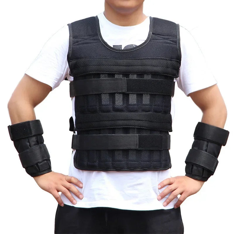 New training jacket, gym and fitness equipment, 15/35KG adjustable loading weight vest, training vest for running and boxing, sand clothing