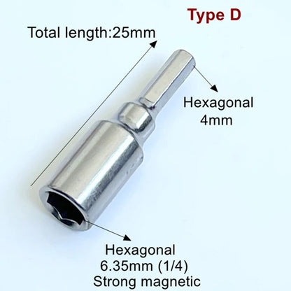 6.35mm 1/4" Micro Bit Adaptor  Insert Bit adapter to System 4mm Screwdriver Holder - Strong Magnetic