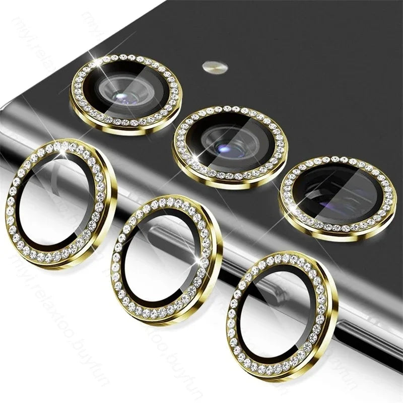Diamond Camera Lens Protector Ring Cover For Samsung Galaxy S25 Ultra 5G S24 Plus S23 S25 FE S22 Tempered Glass Protective Film