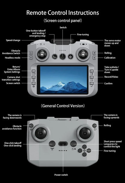 Dron Lenovo Z906 con Cámara Aérea 8K HD, Inteligente, con Sistema Anticolisión, Control Remoto con Pantalla Grande, Plegable, Motor sin Escobillas, GPS
