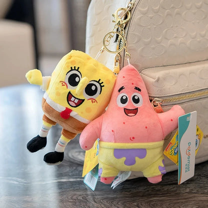 Llavero de Peluche de Bob Esponja y Patricio Estrella de Dibujos Animados Kawaii, Colgante Creativo para Mochila de Gary, Regalos de Squidward Tentacles y Amigos