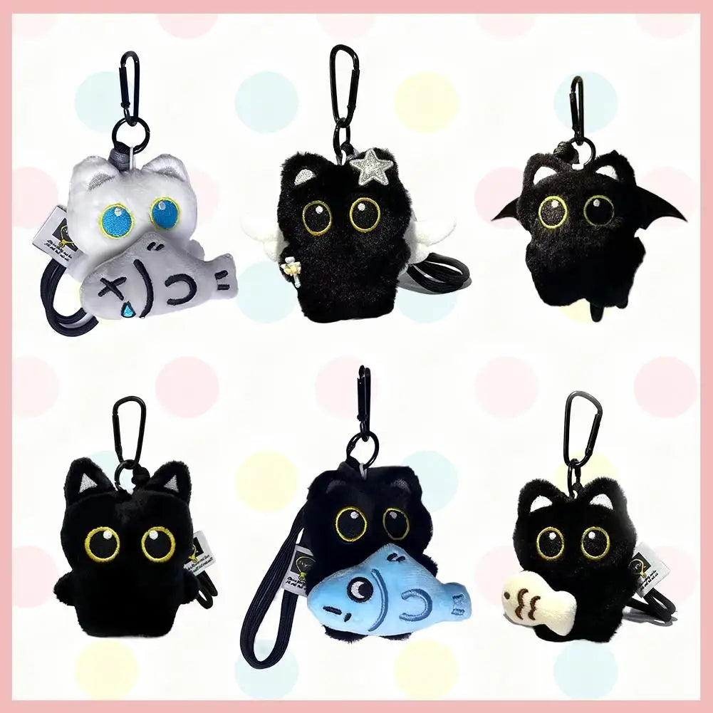 Lindo Llavero de Gato Negro de Peluche, Colgante de Dibujos Animados, Llavero Decorativo, Accesorio para Mochila, Regalo