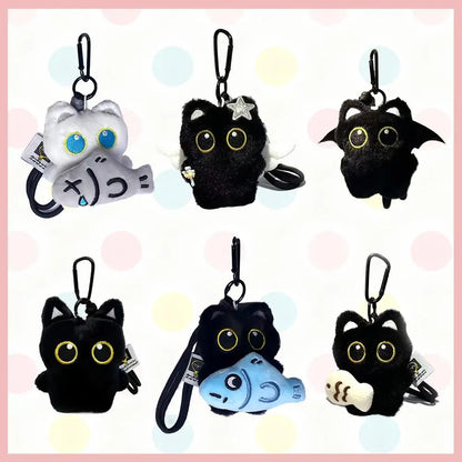 Lindo Llavero de Gato Negro de Peluche, Colgante de Dibujos Animados, Llavero Decorativo, Accesorio para Mochila, Regalo