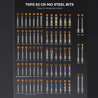 74 in1 Ratchet Screwdriver Set Detachable Ratchet T Handle Portable Repair Tool Kit for Furniture Computer Bicycle Eyeglass DIY