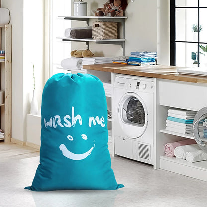 Smile Nylon Laundry Bag Travel Storage Pouch Machine Washable Dirty Clothes Storage Wash Drawstring Bag Large Capacity
