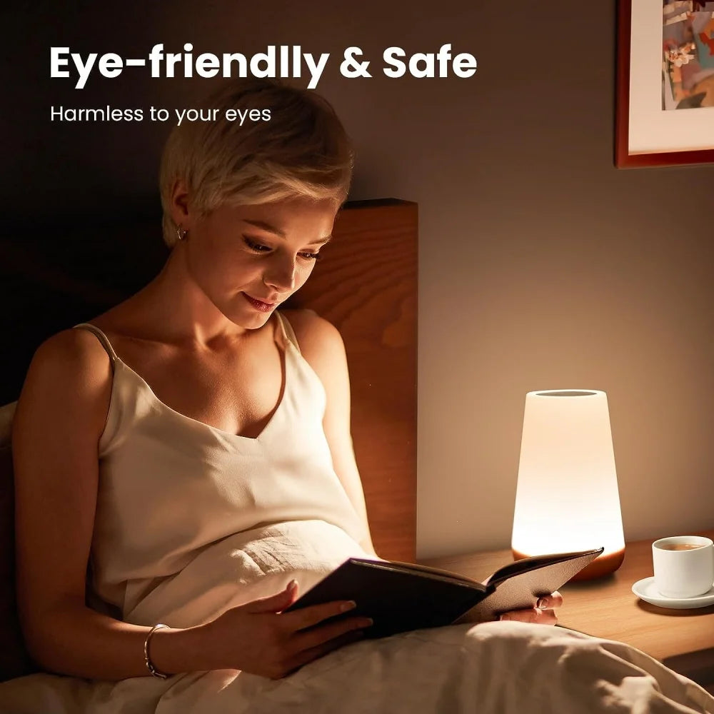 USB Rechargeable Dimmable Touch Lamp, Portable Table Bedside Night Light for Bedroom, 13 RGB Colors Night Lights for Baby and Kids