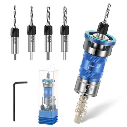 Woodworking Countersink Drill Bit Adjustable Depth Stop 4 Flute 1/4 Inch Hex Shank Pilot Hole Tool for Cabinet DIY Furniture