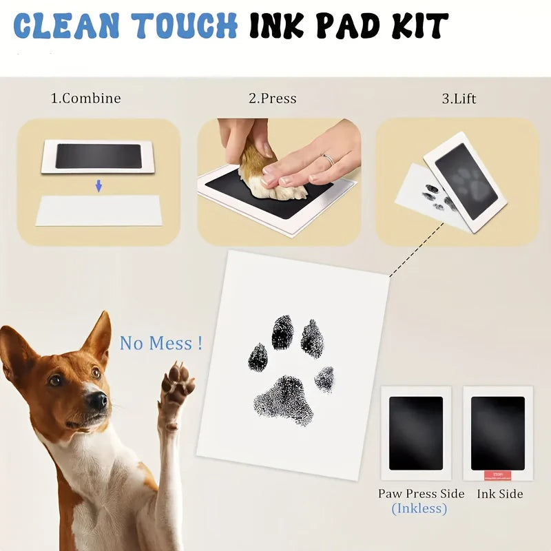 Pet Paw Print Commemorative Ink Pad，Dog or Cat Pet Owner Keepsake，DIY Inkless Handprints and Pet Pawprint Impression Making Kit