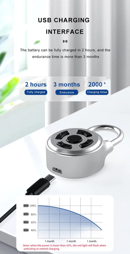 Smart Fingerprint Padlock 0.5s Unlock IP55 Waterproof Type-C Rechargeable for Luggage, Gym, Office, Zinc Alloy Anti-Theft Lock