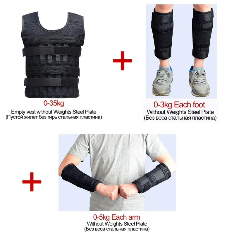 New training jacket, gym and fitness equipment, 15/35KG adjustable loading weight vest, training vest for running and boxing, sand clothing