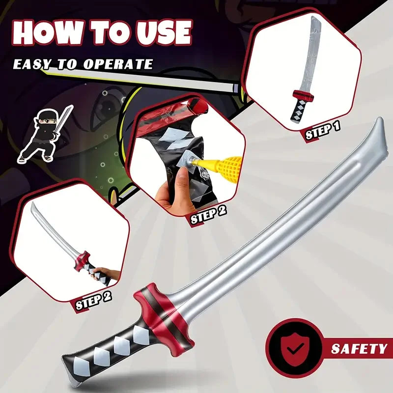 12 Uds espada inflable de samurái Ninja espada de samurái inflable juguete espada de samurái inflable
