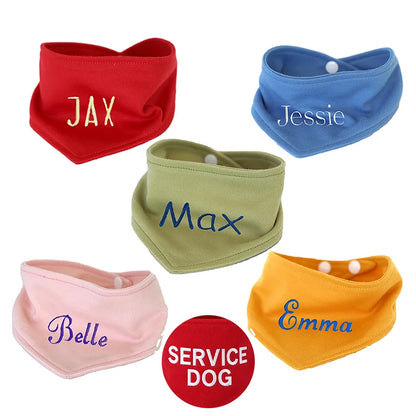 Personalized Embroidered Dog Bandana, Adjustable Multi-Color Anti-Slobber Triangle Pet Scarf