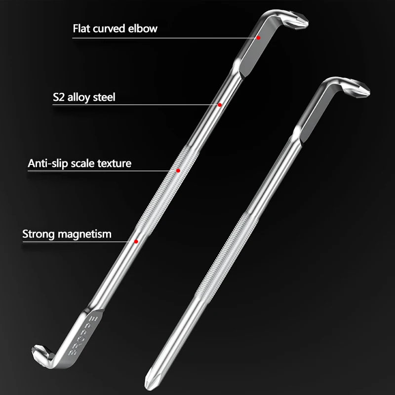 BROPPE Z-Type Screwdriver L-Shaped 90-Degree Right-Angle Elbow Bend Phillips/Slotted With Magnetic Short Screwdriver