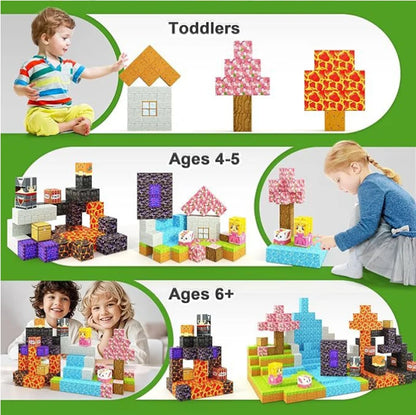 Juego de Bloques de Construcción Magnéticos Montessori STEM, Juguetes Educativos Sensoriales, Mundo de Mario, Niños y Niñas, Cubo Magnético DIY, Regalo