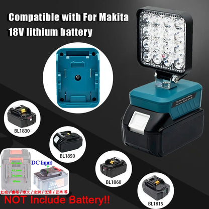 Piezas de herramientas eléctricas para Makita, DeWalt, Bosch, Milwaukee, Ryobi, linterna con batería de litio, luz de trabajo, lámpara de Camping