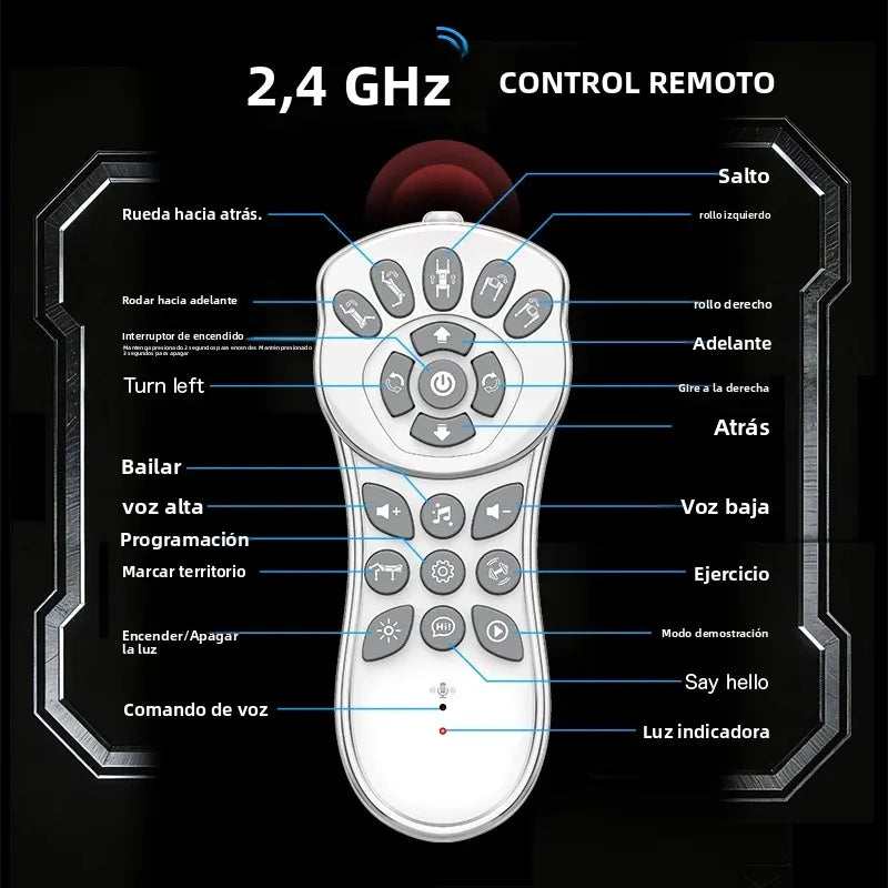 Perro Robot Mágico con IA, Control por Voz a través de Control Remoto de 2.4GHz, Programación Inteligente, Luces en los Ojos, para Niños y Entusiastas de la Tecnología