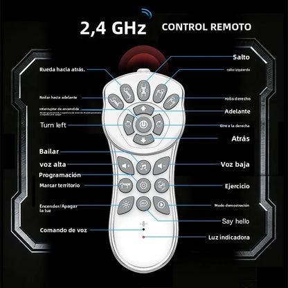 Perro Robot Mágico con IA, Control por Voz a través de Control Remoto de 2.4GHz, Programación Inteligente, Luces en los Ojos, para Niños y Entusiastas de la Tecnología