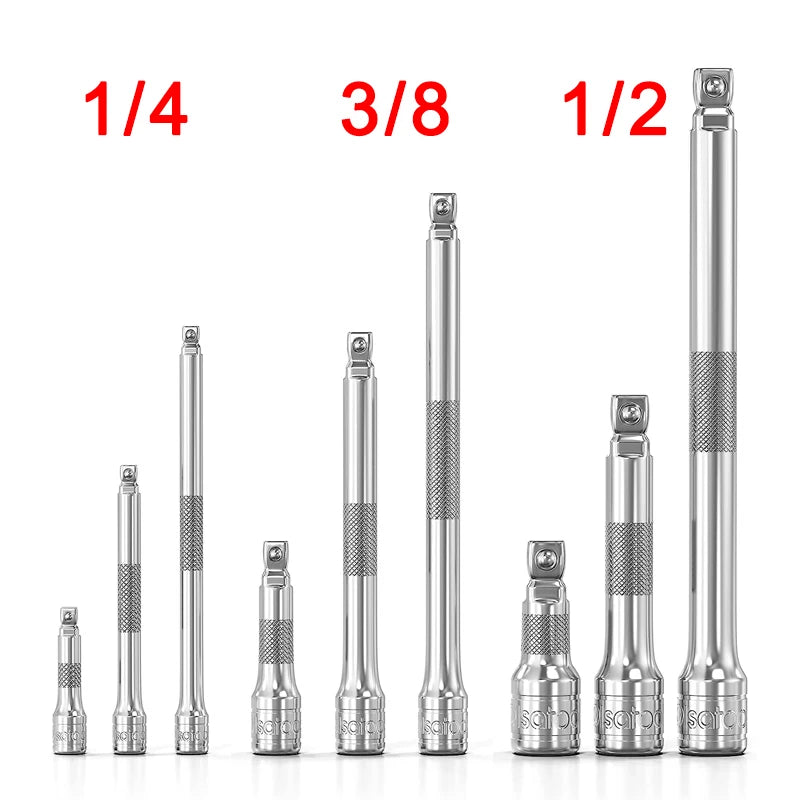 1/4" 3/8" 1/2" Socket Ratchet Wrench Extension Bar 50/75/100/125/150/250mm Long Bar Steering Sleeve Connecting Rod Accessories