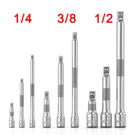 1/4" 3/8" 1/2" Socket Ratchet Wrench Extension Bar 50/75/100/125/150/250mm Long Bar Swivel Socket Connecting Rod Accessories