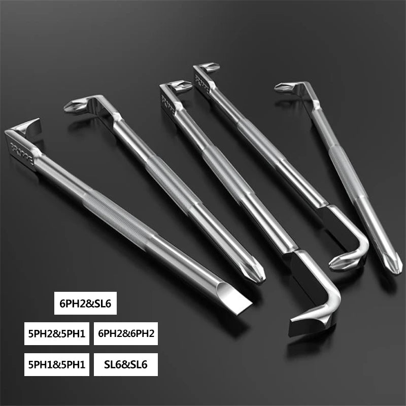 BROPPE Z-Type Screwdriver L-Shaped 90-Degree Right-Angle Elbow Bend Phillips/Slotted With Magnetic Short Screwdriver