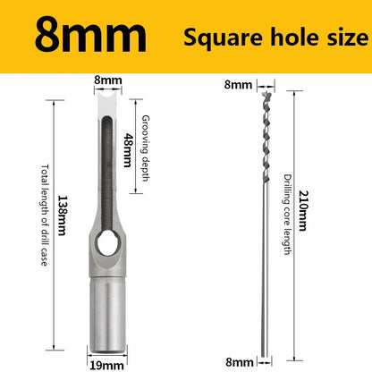 HSS Square Hole Drill Set - Auger Mortising Chisel Bit, Woodworking Drilling Tool, For DIY Furniture 1pc