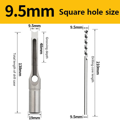 HSS Square Hole Drill Set - Auger Mortising Chisel Bit, Woodworking Drilling Tool, For DIY Furniture 1pc