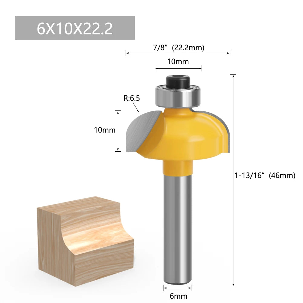 1pc 6mm Shank Router Bit Straight T Bit V Flush Trimming Cleaning Round Corner Cove Box Bits Milling Cutter For Wood MC06010