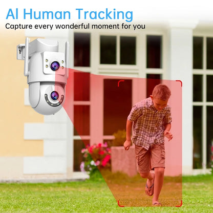 Jooan 4K 8MP HD Wifi cámara PTZ al aire libre 5G Wifi lente Dual cámaras IP de seguridad 5X Zoom AI seguimiento ONVIF cámara de vigilancia CCTV