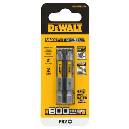 DEWALT DWAF2PH2-2H Punta PHILLIPS MAXFIT ULTRA 2IN # 2 2PK Accesorios para herramientas eléctricas
