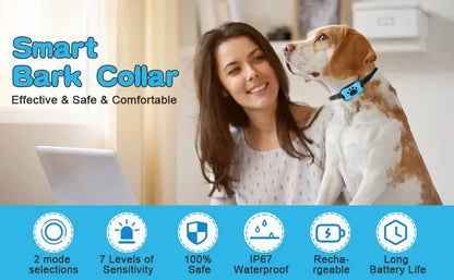 Pet Dog Anti-Barking Device USB Rechargeable Dog Training Collar Ultrasonic Stop Barking Vibration Anti-Bark Collar