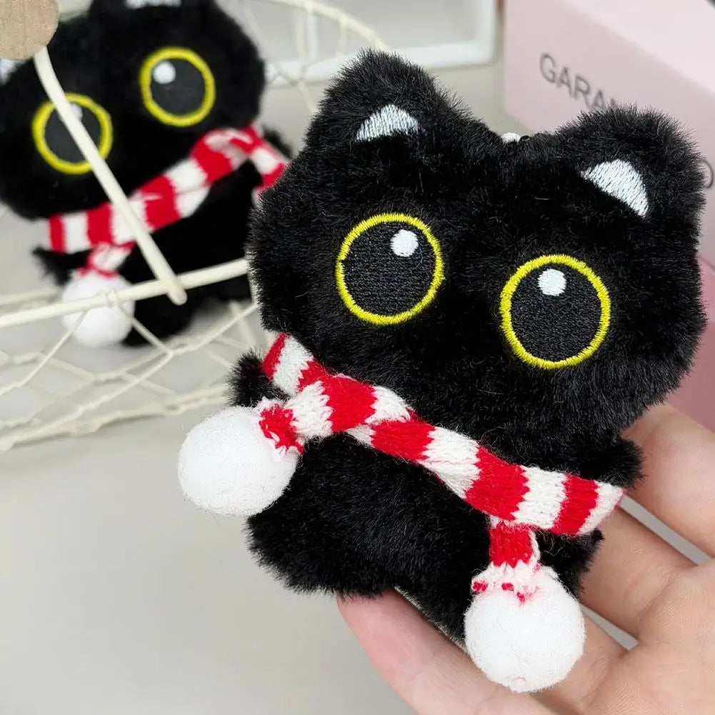 Lindo Llavero de Gato Negro de Peluche, Colgante de Dibujos Animados, Llavero Decorativo, Accesorio para Mochila, Regalo