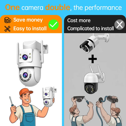 Jooan 4K 8MP HD Wifi cámara PTZ al aire libre 5G Wifi lente Dual cámaras IP de seguridad 5X Zoom AI seguimiento ONVIF cámara de vigilancia CCTV