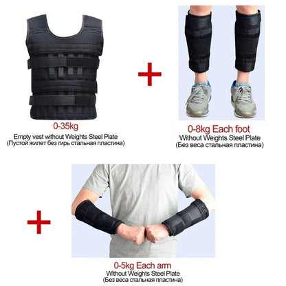 New training jacket, gym and fitness equipment, 15/35KG adjustable loading weight vest, training vest for running and boxing, sand clothing
